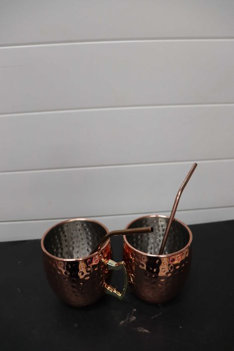 Комплект от 2 масивни бронзови чаши тип „Moscow Mule“