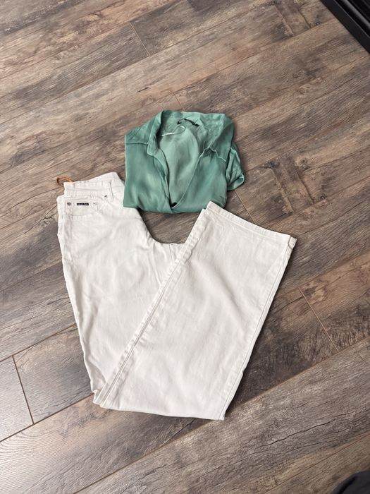 Pantaloni drepți + cămașă cropped