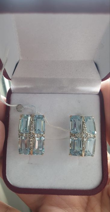 Продам сережки с голубым топазом