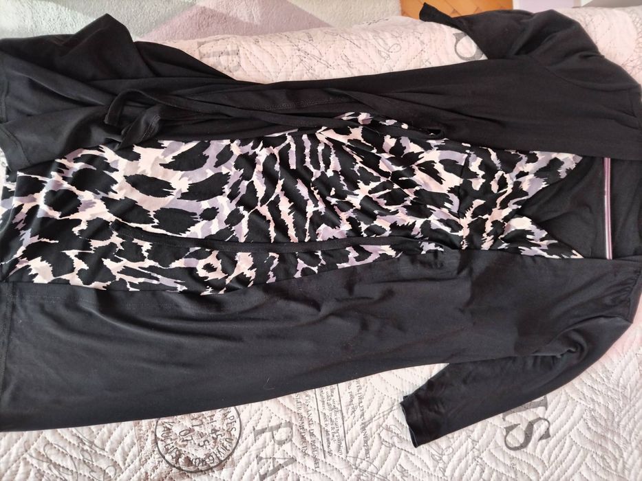 Модерна рокля тигрово и лилаво с болеро