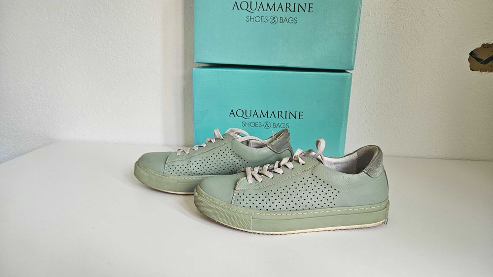 Кожени кецове Aquarium цвят мента /38