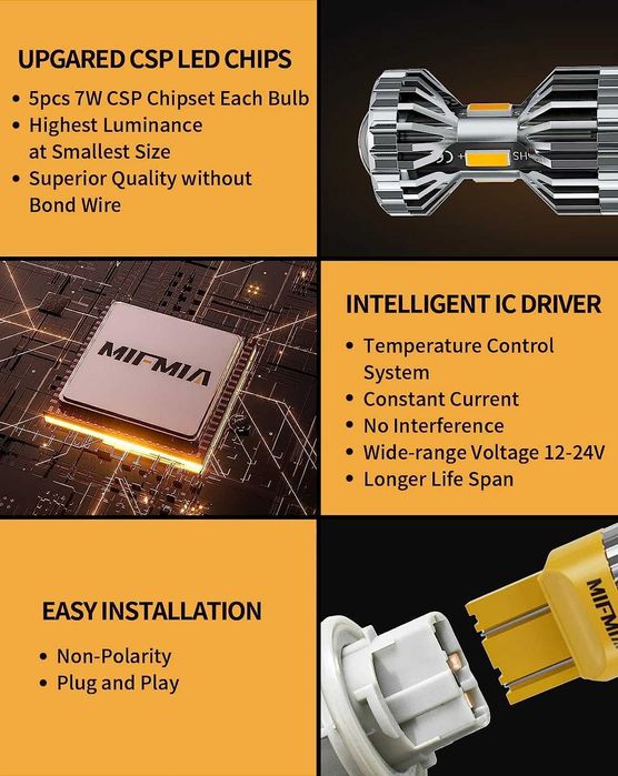 MIFMIA 7440 W21W LED лампы для автомобиля