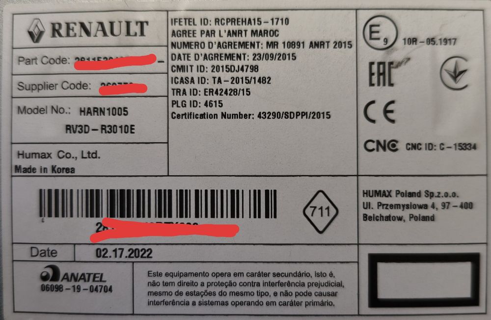 Оригинальная магнитола Renault/Dacia — Bluetooth, USB, Hands-Free