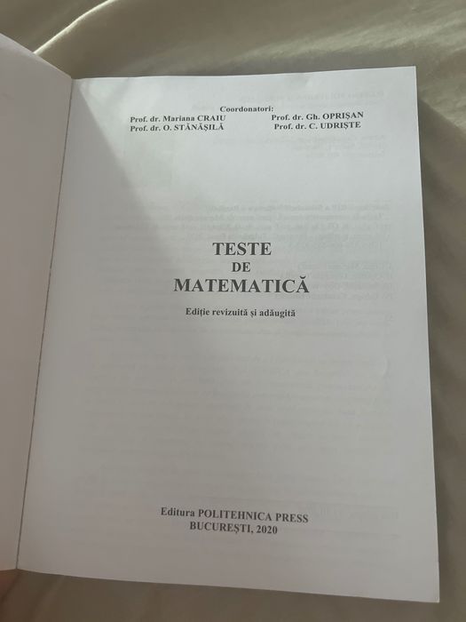 Culegere Admitere Politehnica Bucuresti Matematica