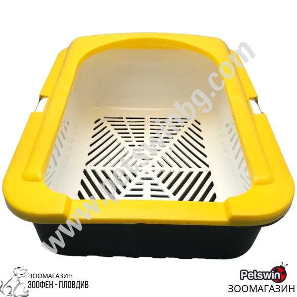 Котешка Тоалетна- с Борд- 50/38/19см- Жълто-Черна- Ръчно Самопочистващ