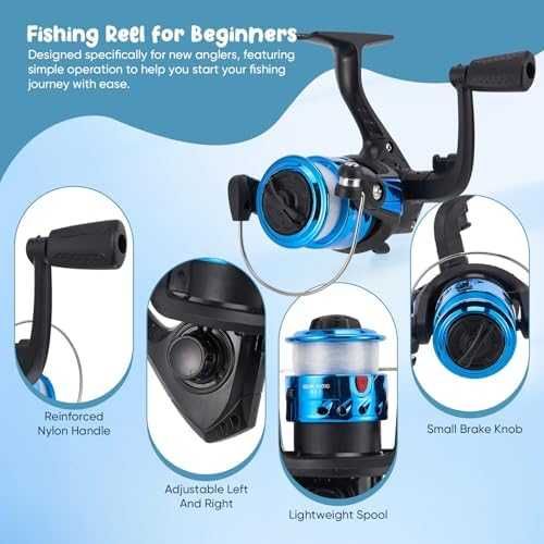 Нов Комплект детски въдици 2 броя с примамки макара чанта аксесоари рибар