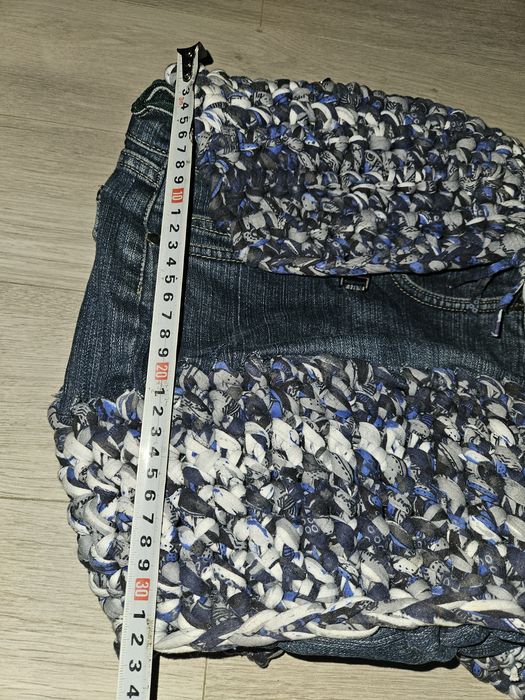 Vand rucsac din blugi cu sfoara impletita