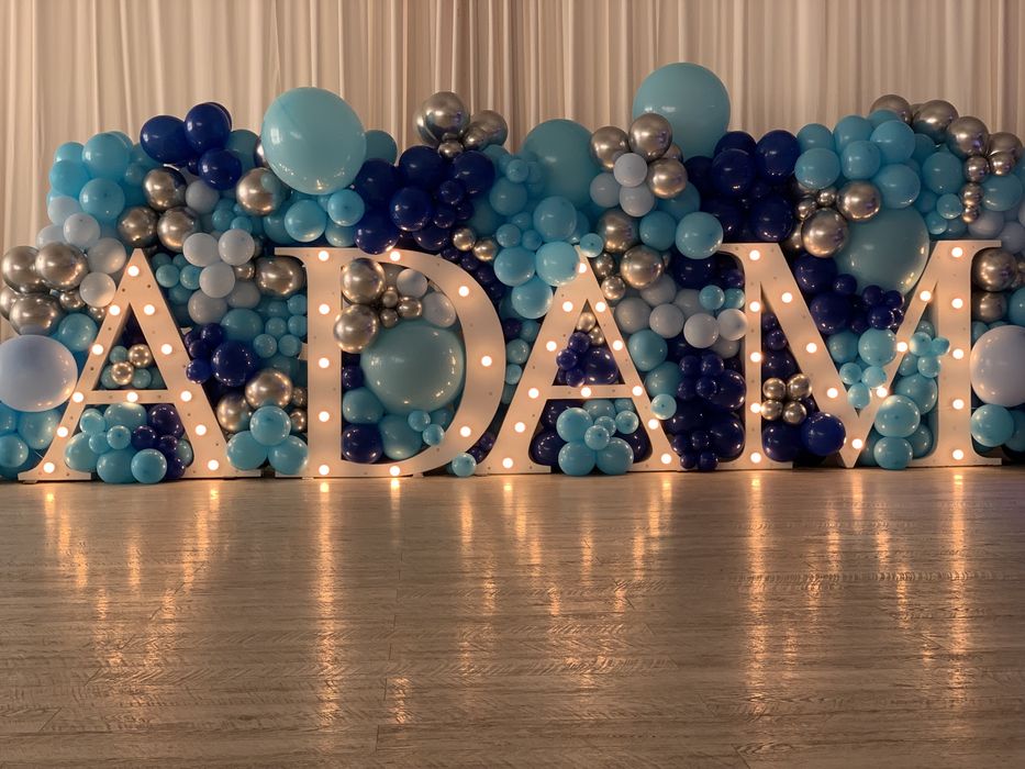 Litere Volumetrice Luminoase decor botez nunta baloane arcada baloane