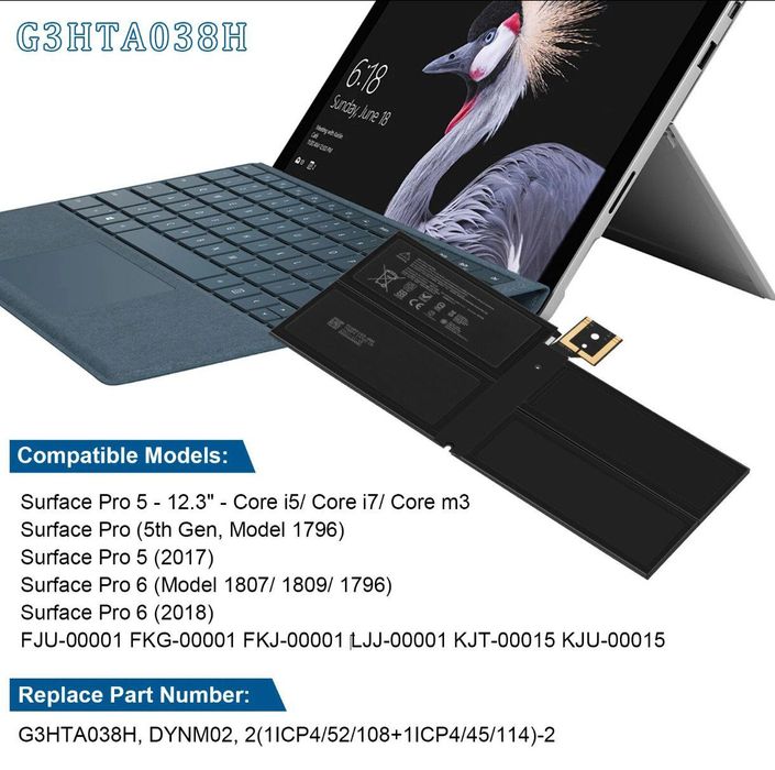 Surface pro 5, Pro 6 Batareya New
