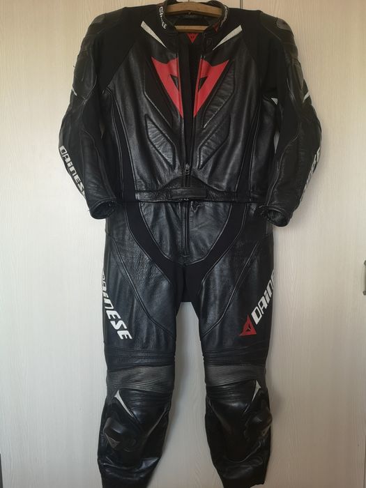 Costum moto piele Dainese 2 piese cocoasă aerodinamica racing speed