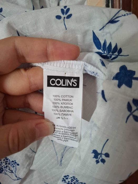 Bluză/Cămașă de vară 100% bumbac, albastru cu alb, mărimea S, nouă cu etichetă