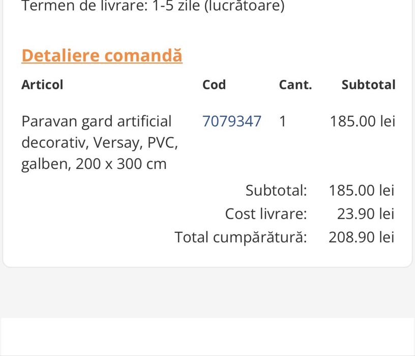 Paravan gard  (Rogojina) Versay PVC  200x300cm
