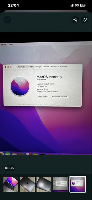 MacBook Air M1 2020 Space Grey, 8GB RAM, 1TB SSD, baterie 92%