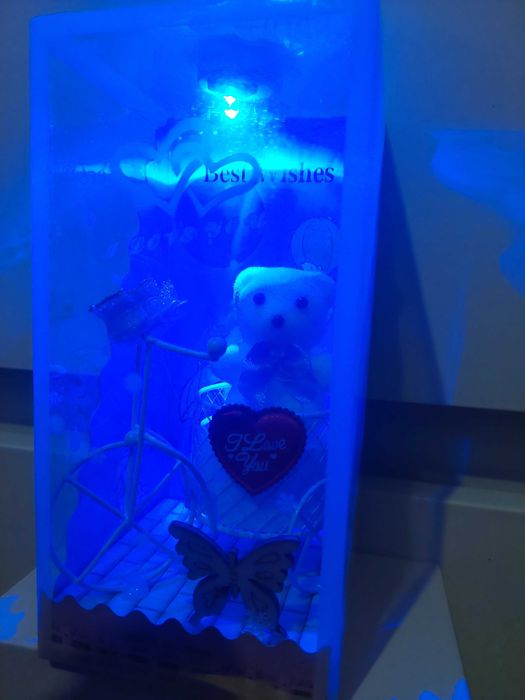 Cutie cadou cu ursulet pe bicicleta cu instalatie