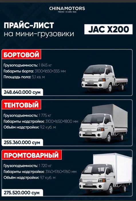 Jac X200 сотувда тайор |2026