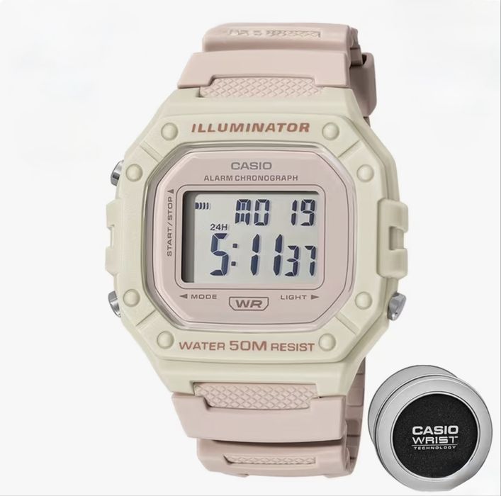 Ръчен часовник Casio White-Pink Mini Square Watch for Women, Girls