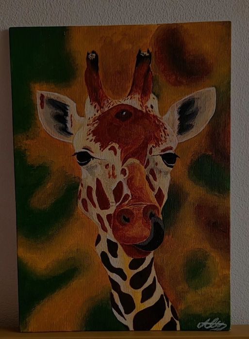 Pictură girafa in acrilice