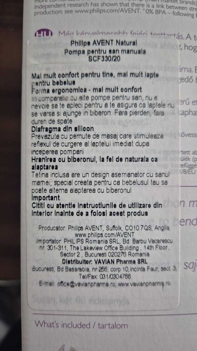 Pompa de san manuala Philips-AVENT SCF330/20