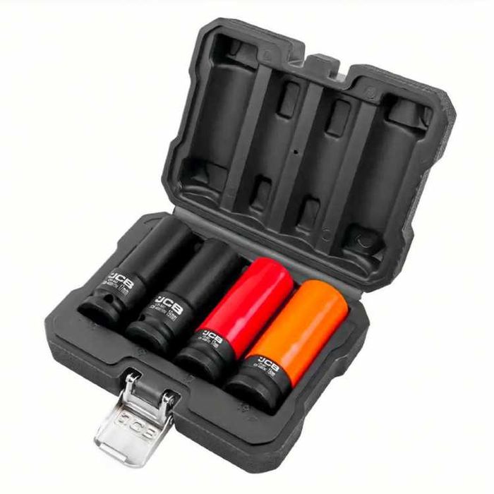 НЕМСКИ Професионален Комплект Ударни Вложки 1/2″ 4 броя JCB +ЛЕД ФЕНЕР