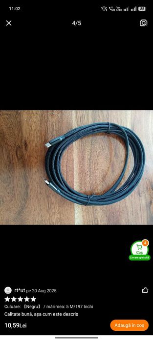 cablu de date usb c la usb c 5m