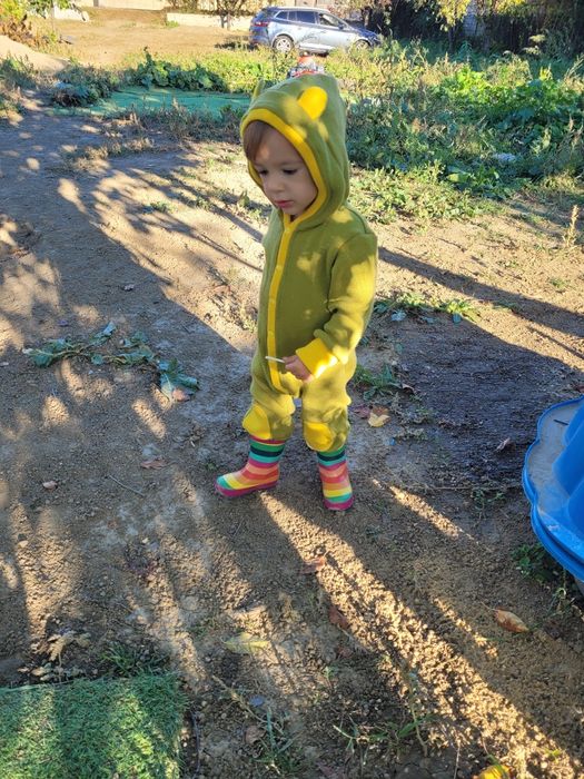 Overall din lână merinos si cagulă