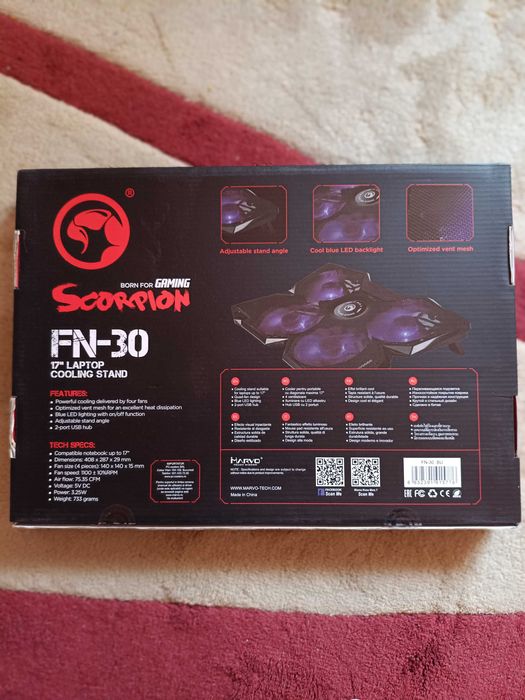 Cooling PAD Cooler Laptop 17" Gaming MARVO FN-30 Scorpion Blue - NOU