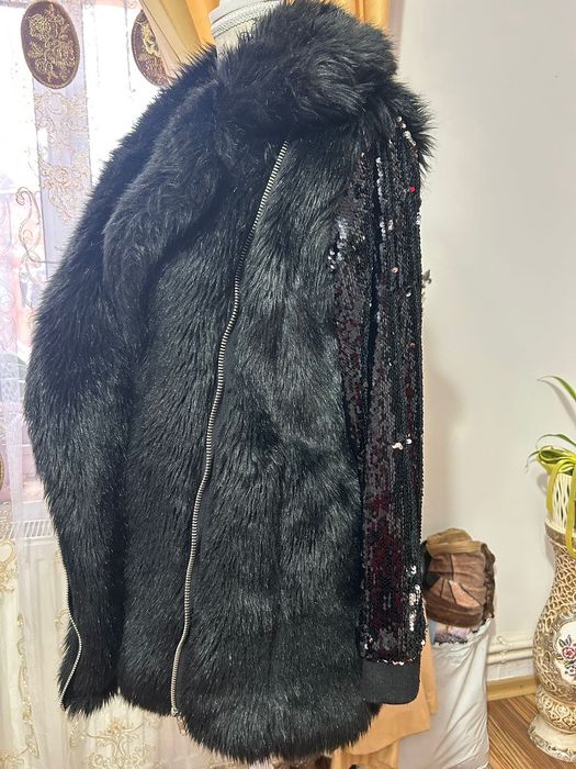 Blană naturală cu paiete