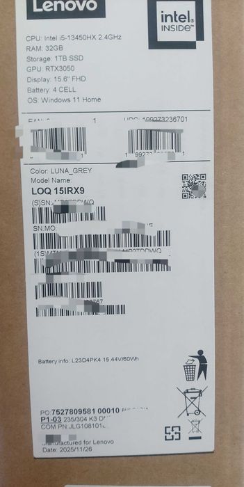 Lenovo LOQ 15IRX9 Нов!