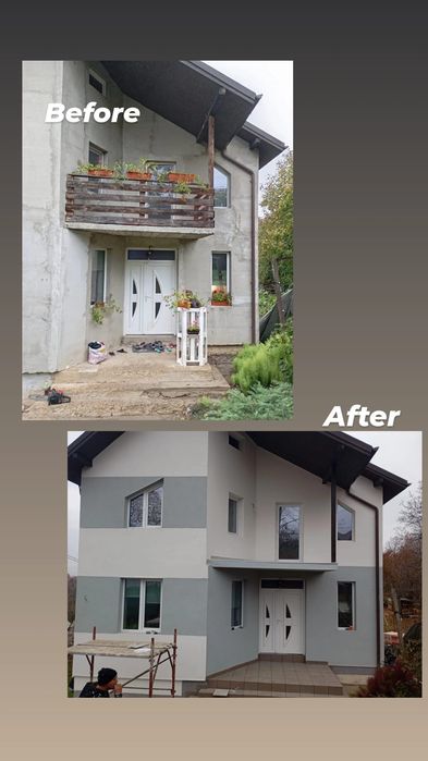 Aplicare tencuiala decorativa, adeziv, plasa, termoizolații, fațade