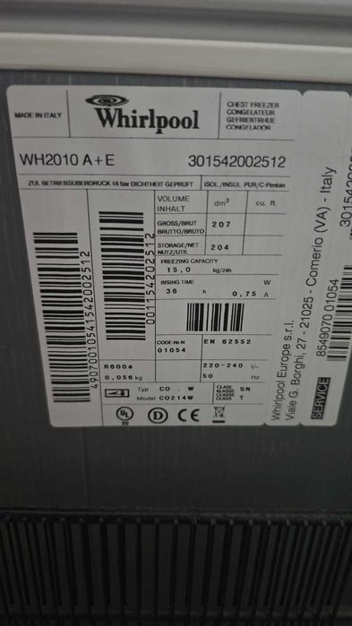 Lada frigorifica Whirlpool ,in perfecta stare de functionare .