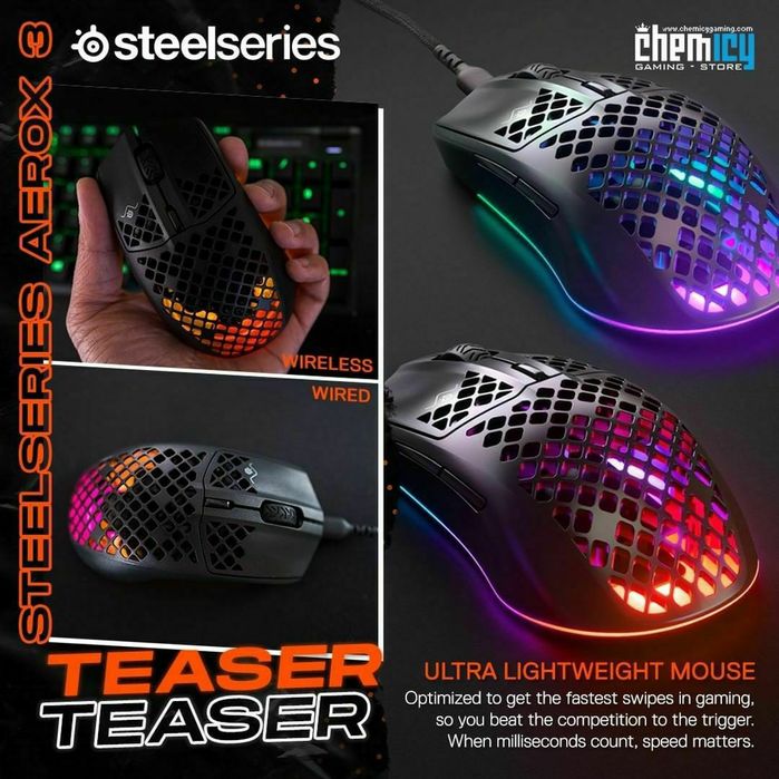 Steelseries AEROX 3 СКИДКА (80млн нажатий,IP54) Проводная мышка/мышь
