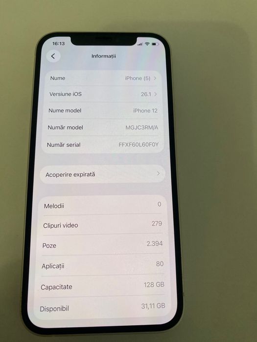 Iphone 12 126 GB white/alb