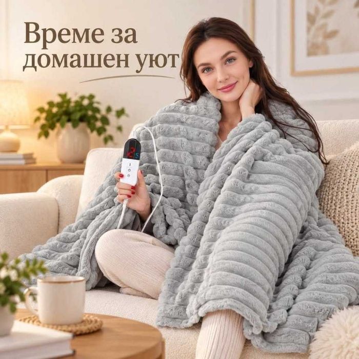 Име:Сиво електрическо одеяло с релефна текстура 160x180