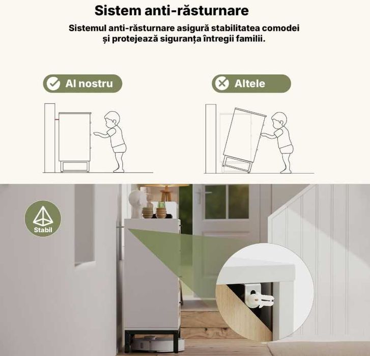 Comoda ratan 4 sertare manere si picioare metalice – dulap depozitare dormitor/living -LIVRARE GRATUITA !