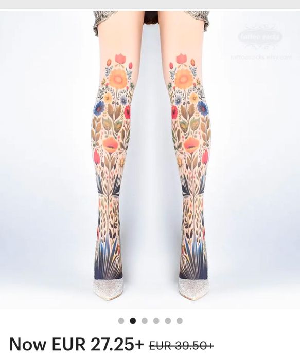 Нов дамски чорапогащник с принт на цветя xs-m подходящ за подарък