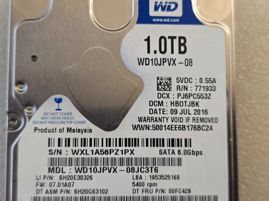 Hard Disk laptop WESTERN DIGITAL Blue WD10JPVX 1TB, 5400rpm 8Mb SATA III