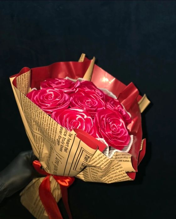 3 buchete flori din satin