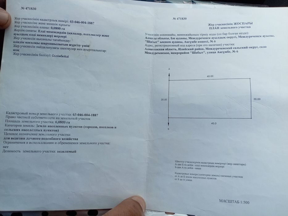 8 сотток жер сатылады