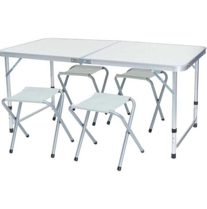 Masa camping pliabilă / Masa 4 scaune Alb / Mahon