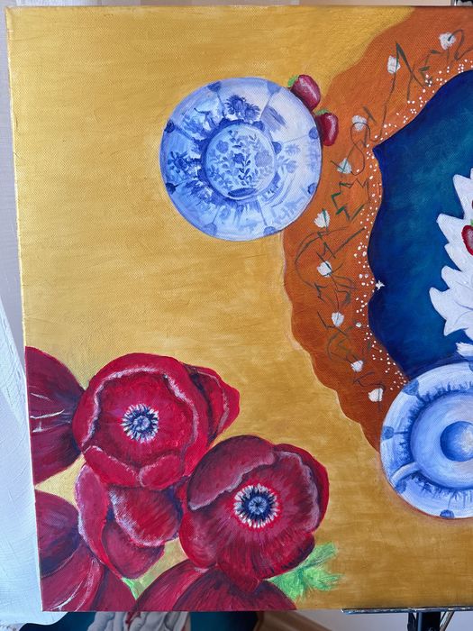 Картина с акрилни бои “На чай”