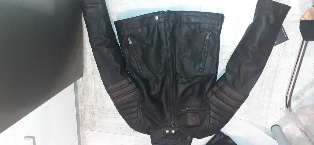 Geaca din  piele naturala, mas S, stil motociclist