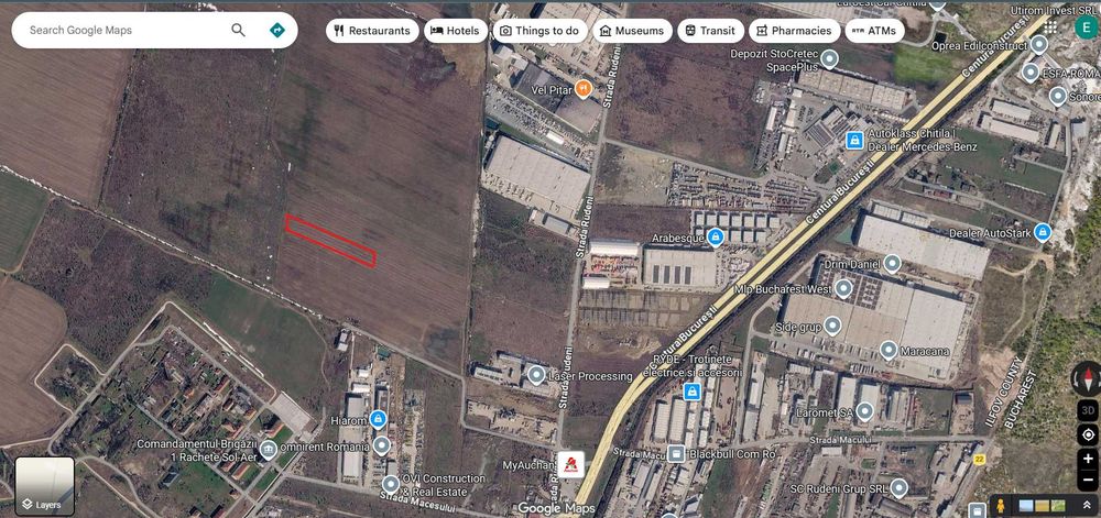 Teren Dragomiresti Vale 3700 mp zona industriala centura Rudeni (Petrom centura)