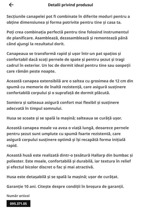 Canapea Ikea extensibila