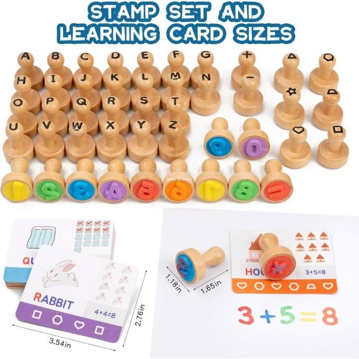Set 45 stampile montessori din lemn