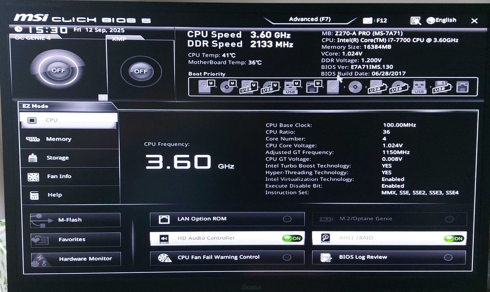 KIT  i7 7700 3.6GHz + MSI Z270-A PRO + Cooler INTEL