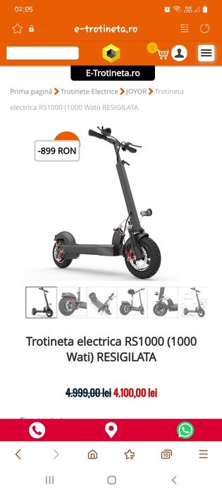 Trotinetă electrică RS1000 de vânzare.