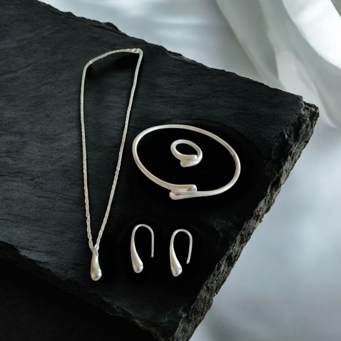 Обеци със античен ефект-Паунови обеци-Капковиден сет-8е-20е