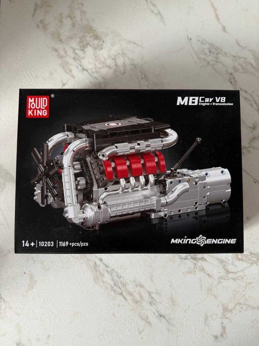 MOULD KING 10203 V8 двигатель конструктор с мотором 1169 деталей