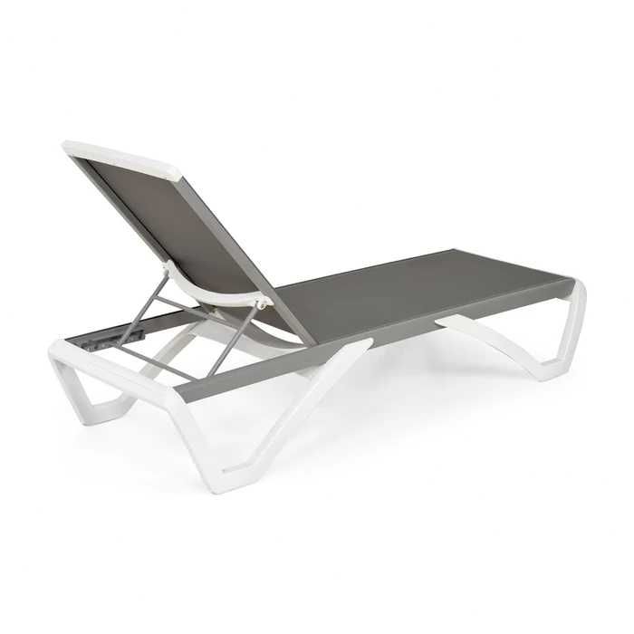 Set mobilier plaja/gradina/terasa, 2 șezlonguri și masa Gri/Alb NOU