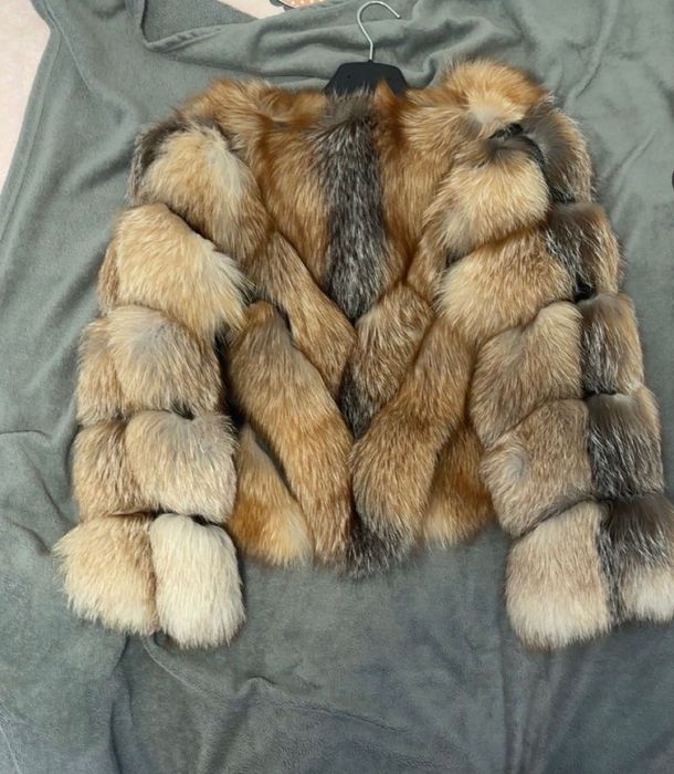 Blană naturală vulpe argintie și maro